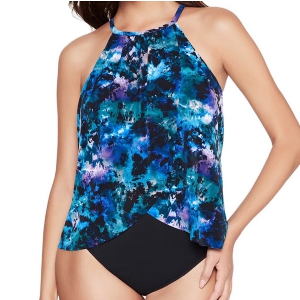 NEW Magicsuit Aubrey One-Piece Swim Suit Bathing Suit Black Blue Women's Size 16
